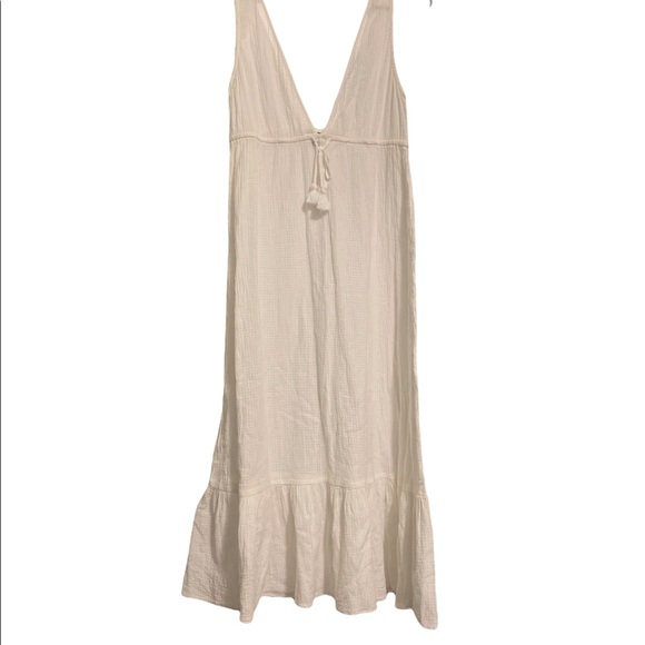 J. Crew Deep V-neck white midi dress in crinkle cotton/swimwear, size small - Picture 5 of 8
